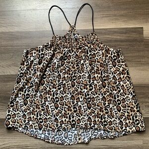 Y2k 2000s Bohochic Leopard Print No Boundaries Cropped Halter Tank Top Size L